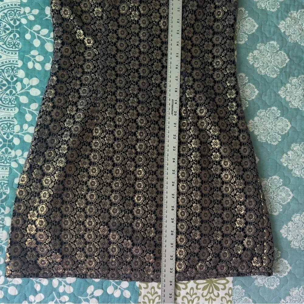 Juicy Couture Gold Overlay Embroidered Black Dress Size 4 - Picture 6 of 12